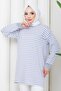 Striped Combed Cotton Tunic Gray Hm2917 - 7