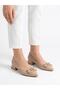 Women's Cream Thick Heel Comfortable Fit Heeled Ballerina Shoes