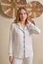 Women's Ecru Ribbed Front Buttoned Baby Collar Maternity Pajama Set - 5