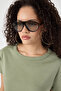 Women's Green Regular Fit Steel Interlook Fabric T-Shirt - 4