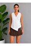 Women's Double-Breasted Collar, Gathered Sides, Asymmetrical Cut Modal Blouse 26072