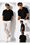 Men's Short Sleeve Ribbed Half Button Closure Polo Collar T-Shirt 26001 - 3