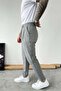 Light Gray Regular Fit Fabric Trousers with Waist Rope Detail - 3