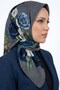 Women's Gray Background Blue Floral Pattern Organic Cotton Soft Scarf