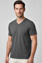 Men's Vision V-Neck Premium Quality Dense Textured Cotton T-Shirt Dark Gray M102-R0220-05 - 4