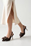 Brown Satin Bow Detailed Stiletto Pointed Toe Heeled Shoes - 4
