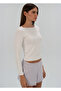 Relaxed Rib White Long Sleeve Women's T-Shirt - 5