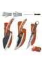 Professional Kitchen Knife Set for Meat Cutting & BBQ, Ergonomic Grip Knives with Leather Sheaths & Cut-Resistant Gloves, Heavy Duty Cleaver and Boning Knife Set for Home Kitchen & Professional Chefs