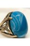 Bronze Vintage Women's Ring Authentic Copper Jewelry Large Blue Stone Oval Adjustable - 5
