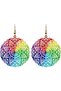 🌟   Shiny Laser-Cut 316L Steel Dangle Circle Figure Earrings — a Colorful and Ethnic Chic - 2