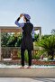 Hijab Swimsuit Full Covered Purple Leopard Pattern Zipper Long Sleeve C9T1N2O62-1 - 2