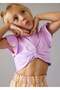 Girl's Striped Shorts Set Purple - 4