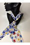 Daisy Patterned Double-Sided Scarf with Gold Ring Detail (70X70 cm) - 3