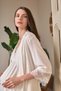 New Season Ecru Special Lace Detailed Design 100% Cotton Summer Maternity and Postpartum Dressing Gown Pajama Set with Straps and Nursing Features, Set of 3 - 7