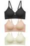 Seamless Bra - Elune |   Laser Cut Wire-Free Low-Cut Stone Detailed Seamless Women's Bra 3-Pack-2