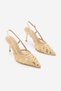 Women's Stiletto Pointed Toe Sequined Beaded Mesh Classic Evening Dress Heeled Shoes Yinda Beige Satin - 3