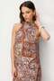 4932 Women's Floral Shawl Patterned Halter Neck Flounce Midi Dress Brown - 5