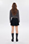 Women's Black Lined Pleated Mini Skirt with Shorts Nj170 - 7