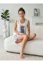 Teddy Bear Printed Zero Sleeve-Shorts Pajama Set