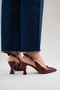 Women's Open Back Pointed Toe 7cm Heeled Shoes Black Skin - 8