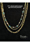 Gold Necklace with Evil Eye Bead Detail Triple Pendant Necklace Set - 3
