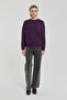 Oversize Small Patterned Sweater - Plum - 3