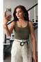 Khaki Laser Cut Cotton Undershirt