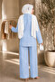 Women's Gold Accessory Detailed Tunic Pants Double Hijab Set Sb0037 - 4