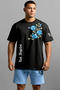 Men's Oversize Floral Printed 100% Cotton Crew Neck T-Shirt Shorts Summer Set - 5
