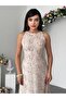 Floral Embroidered Zero-Sleeve Tulle Dress - 7
