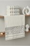 3-Piece Dowry Set with Rose Patterned Velvet Hand and Face Towels 50X90 cm