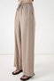 Women's High Waist Wide Leg Beige Palazzo Trousers - 4