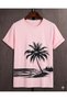 Unisex Oversize T-Shirt Palm Tree on the Beach Printed 100% Cotton T-Shirt Comfortable Fit