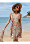 Women's Short Sleeve Lace V Neck Patterned Single Jersey Dress - 5