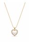 316L Steel Gold Color Pearl Heart Model Zircon Stone Women's Necklace