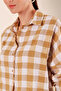 Women's Checkered Pattern Basic Oversize Cotton Mink Shirt - 5