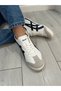 Comfortable Daily Lace-Up Unisex Sports Shoes White Navy Blue Sneaker - 2