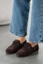 Gox Women's Lace-Up Genuine Suede Leather Loafer Shoes Brown - 3