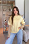 Oversized Stylish Yellow Modal T-Shirt with Lace Detail - 2