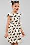 Floral Printed Dress with Crew Neck and Cap Sleeves - 3