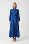 Women's Maxi Dress High Neck Half Placket Belted A-Line Cut Long Sleeve Woven Casual Daily Modern - 4