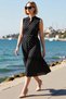 Women's Plus Size Sleeveless V-Neck Polka Dot Midi Dress with Ruffle Hem Comfortable A-Line Cut Casual - 2