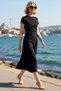 Women's Midi Length Crew Neck Short Sleeve Shift Cut Silky Interlock Knitted Dress Casual Daily Modern - 2