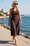 Women's Plus Size Polka Dot V-Neck Sleeveless Maxi Dress %100 Viscose A-Line Cut Daily Casual Modern - 2