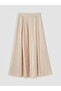 Ecru Elastic Waist Striped Pleated Skirt
