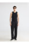 Black Crew Neck Ribbed Men's Sleeveless T-Shirt - 2