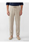 Beige Regular Fit Men's Linen Look Trousers - 2