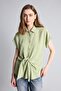 Linen Blend Regular Fit Short Sleeve Green Shirt H7943Ax26Sm - 3