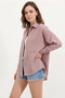 Women's Single Pocket Oversize Viscose Dusty Rose Shirt - 2