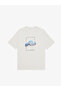 White Comfort Fit 100% Cotton Crew Neck Patterned T-Shirt 50320563-Vr013 - 6